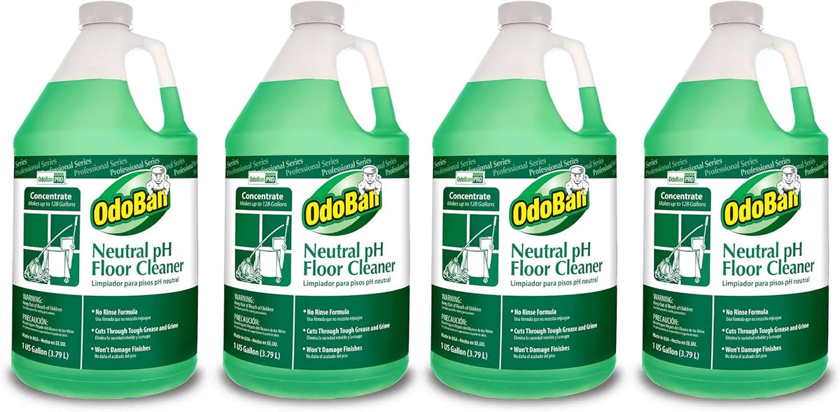 OdoBan Professional Series Neutral pH No Rinse Floor Cleaner Concentrate, Made in the USA, 4 Gallons