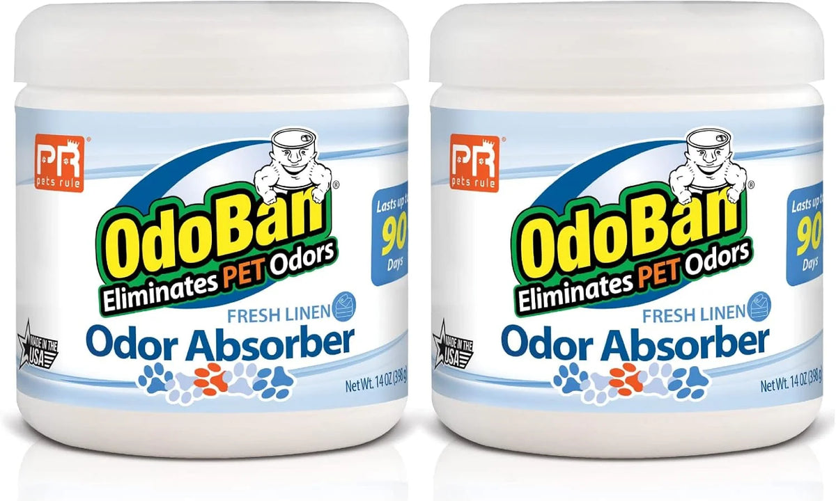 Pets Rule OdoBan Solid Odor Absorber Air Freshener, 2-Pack, 14 Ounce Jar Each, Fresh Linen Scent