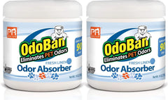 Pets Rule OdoBan Solid Odor Absorber Air Freshener, 2-Pack, 14 Ounce Jar Each, Fresh Linen Scent