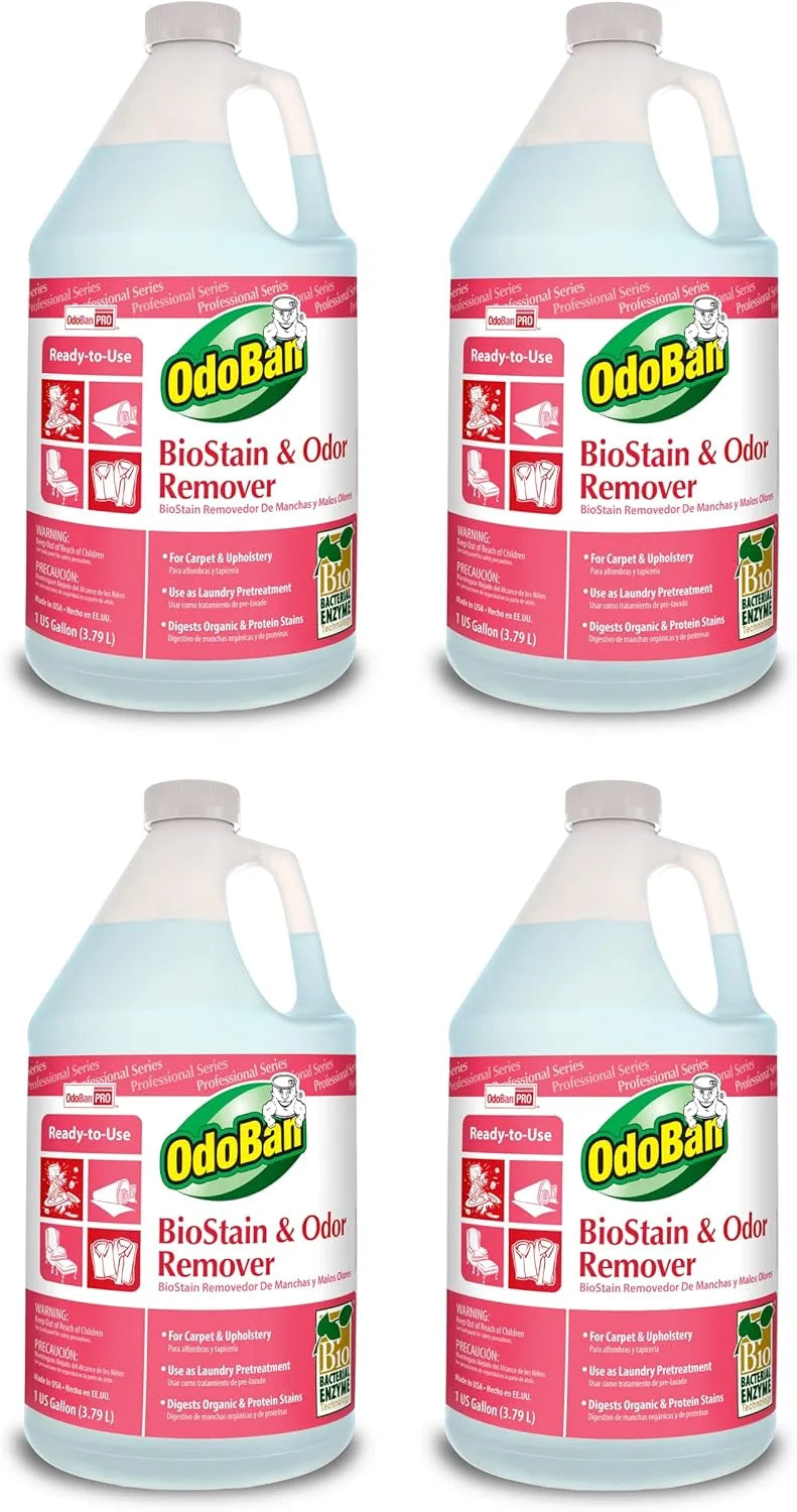 OdoBan Professional Cleaning and Odor Control Solutions, Ready-to-Use Biostain and Odor Remover, Made in the USA, 4 Gallons