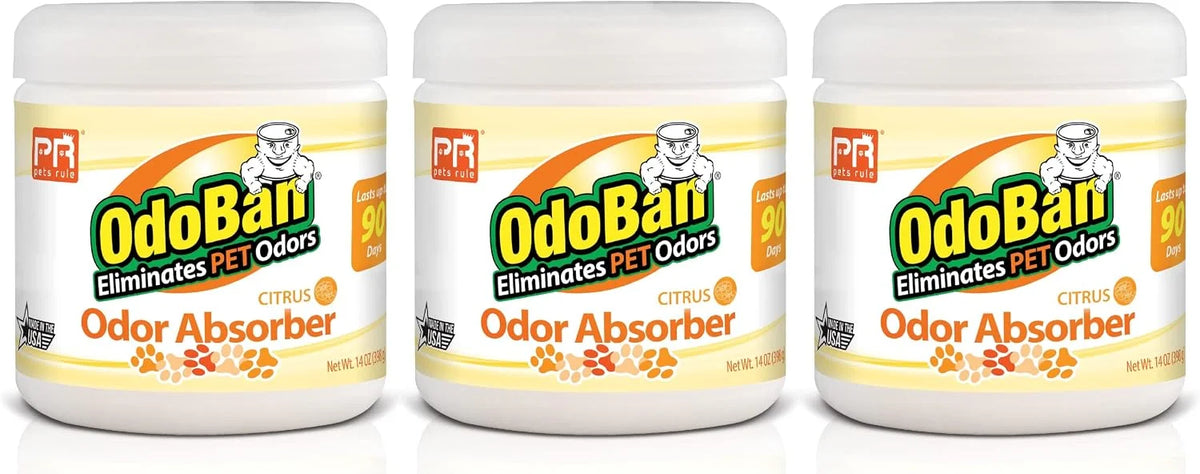 Pets Rule OdoBan Solid Odor Absorber Air Freshener, 3-Pack, 14 Ounce Jar Each, Citrus Scent